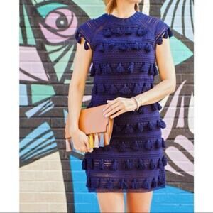 SEA NEW YORK Tassel Crochet Knit Dress